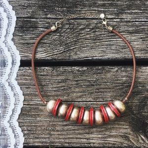Lydell NYC Red and Gold Chunky Bead Necklace